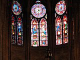 Paris 21 Notre Dame Inside Stained Glass And Chandelier Behind Altar 